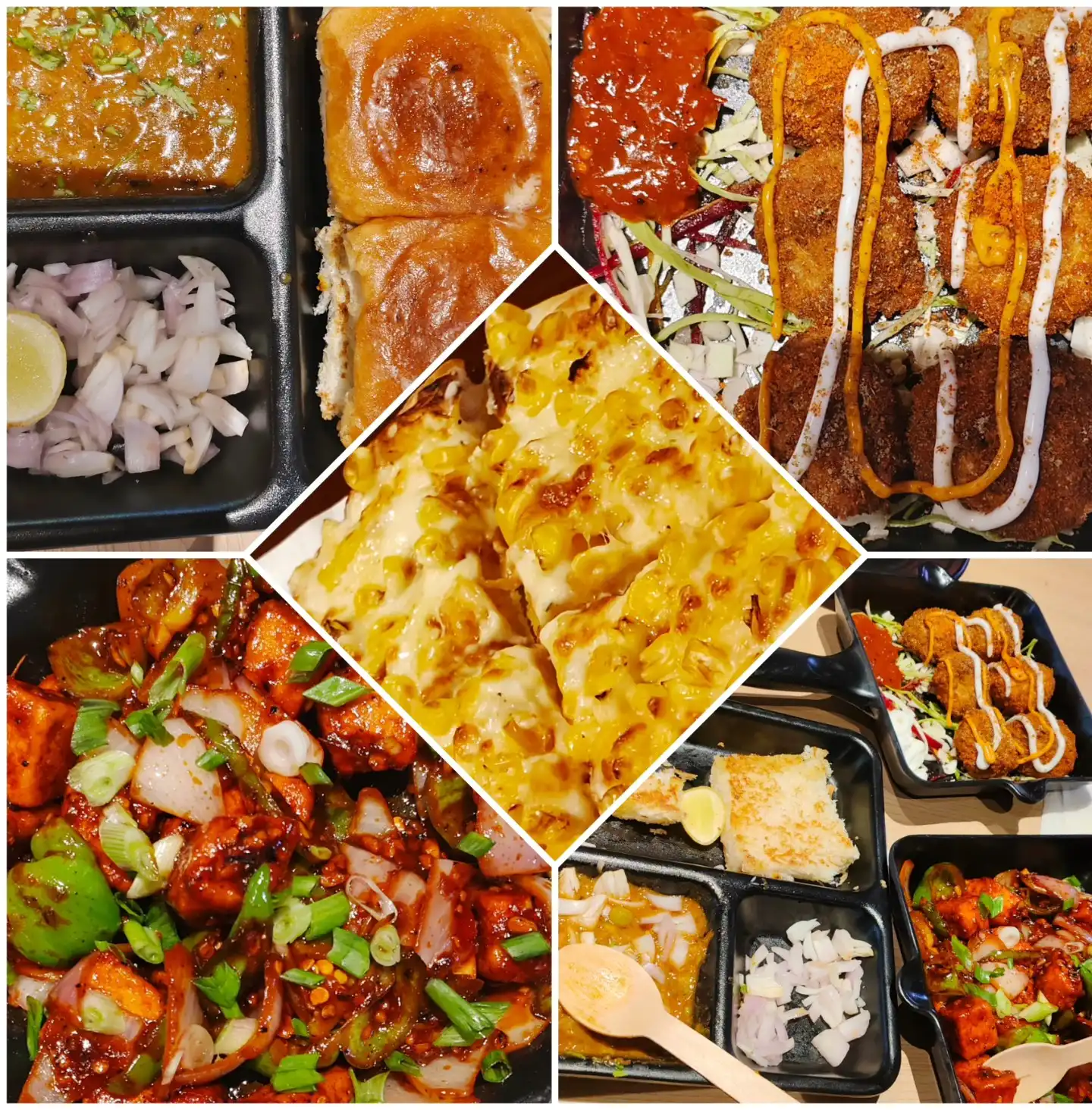 Collage of signature dishes from Shivansh Food Park Dhamtari