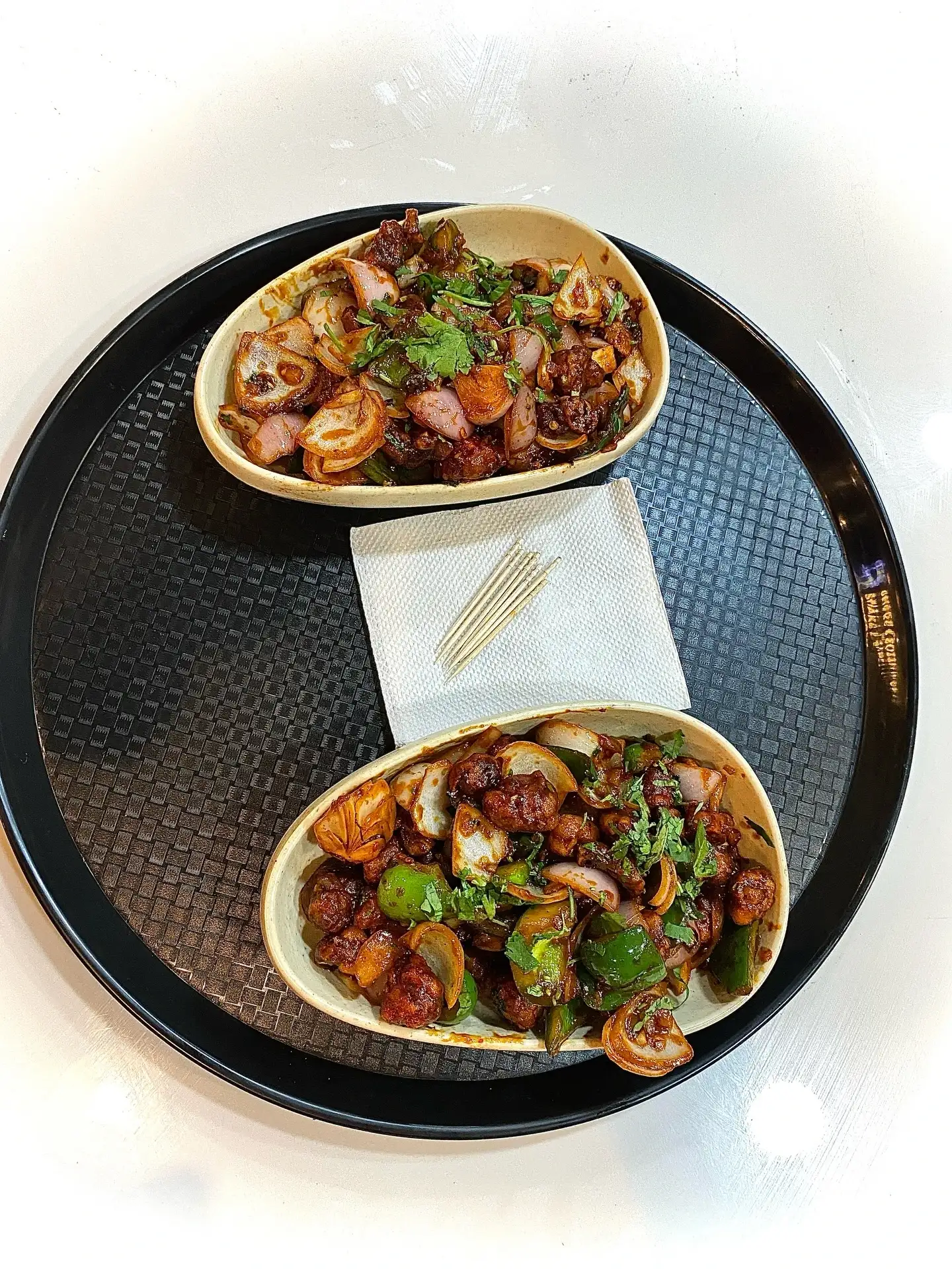 Chilli soya dry toss with onion and capsicum at Shivansh Food Park